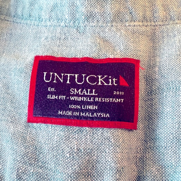 UNTUCKit Men’s 100% Linen Small Slim Fit Button Up Shirt - Picture 3 of 8